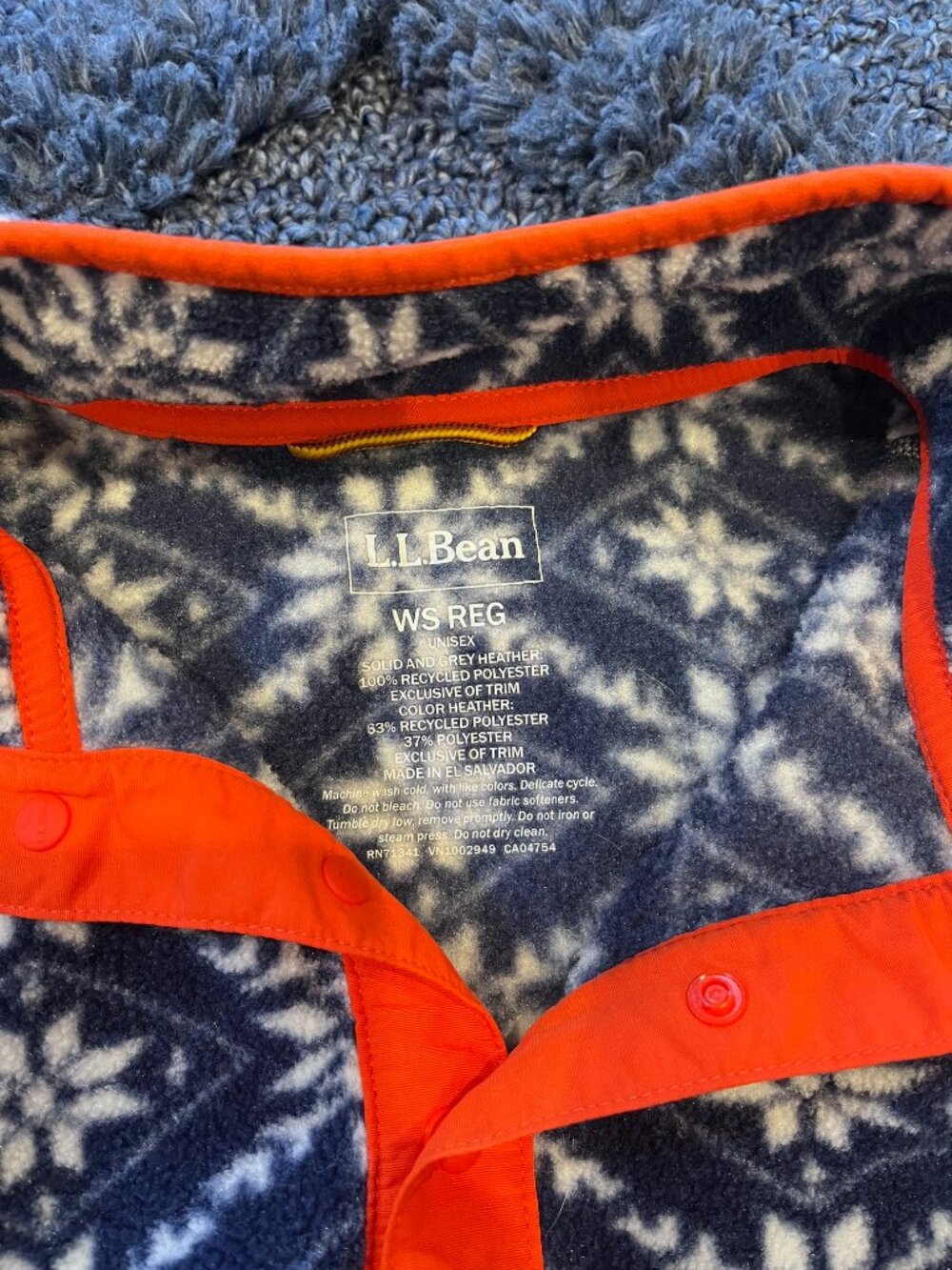 L.L. Bean Snowflake Fair Isle Fleece Pullover | Snap Front | Women’s Small - Picture 4 of 6
